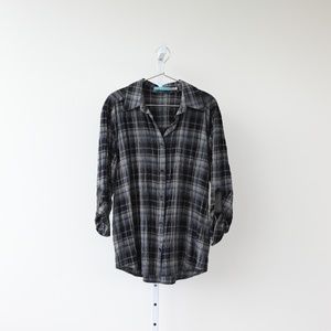 Alice + Olivia Blue Plaid Piper Button Down Shirt